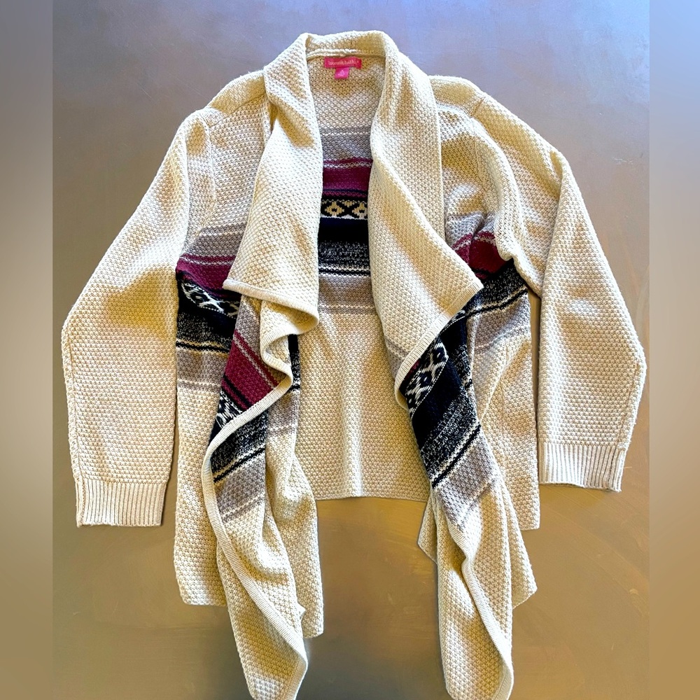 Woman Within Cardigan Open Front Waterfall Boho Aztec Pattern Plus Size Medium